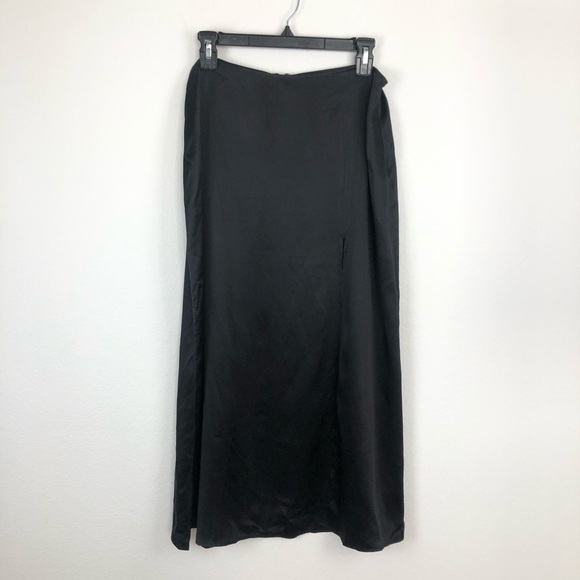 Reformation Pigalle Black Satin Silk Midi Skirt 10 - Picture 3 of 8
